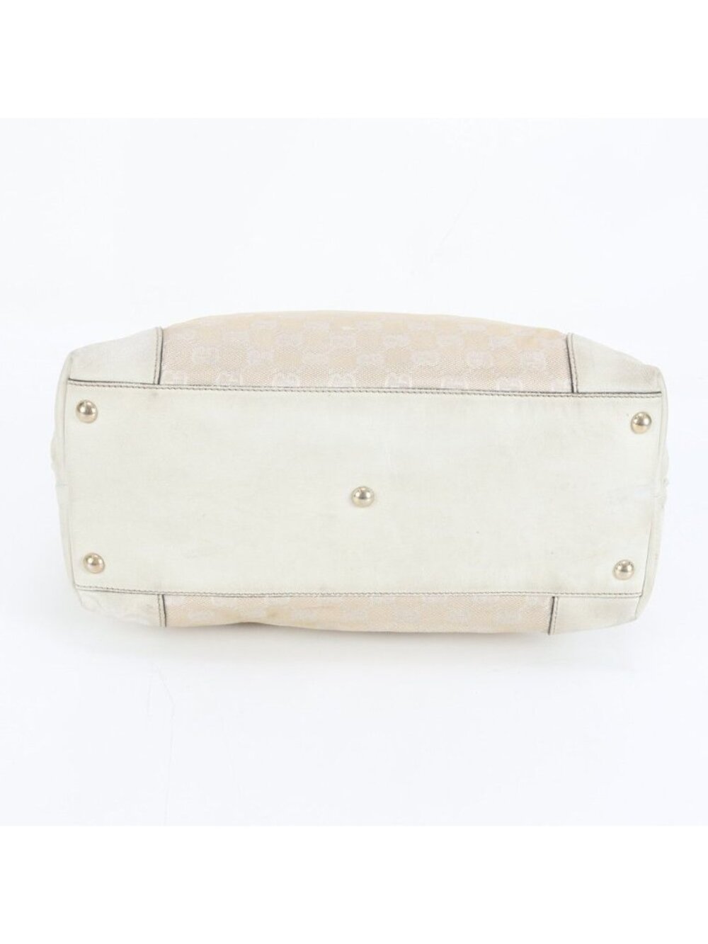 Gucci GG Canvas Leather Tote Shoulder Hand Beige Ree - Picture 5 of 9